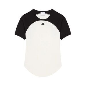 Courreges Women Cotton T-Shirt With Contrasting Circle